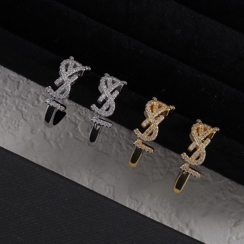 18K YSL Gold Diamond Circle Earrings