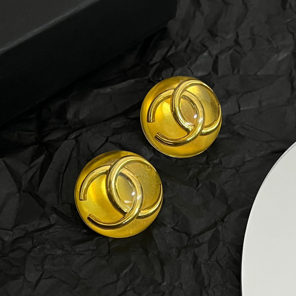 18K Vintage  Chanel Yellow Crystal Earrings
