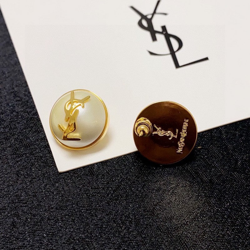18K YSL White & Red Earrings