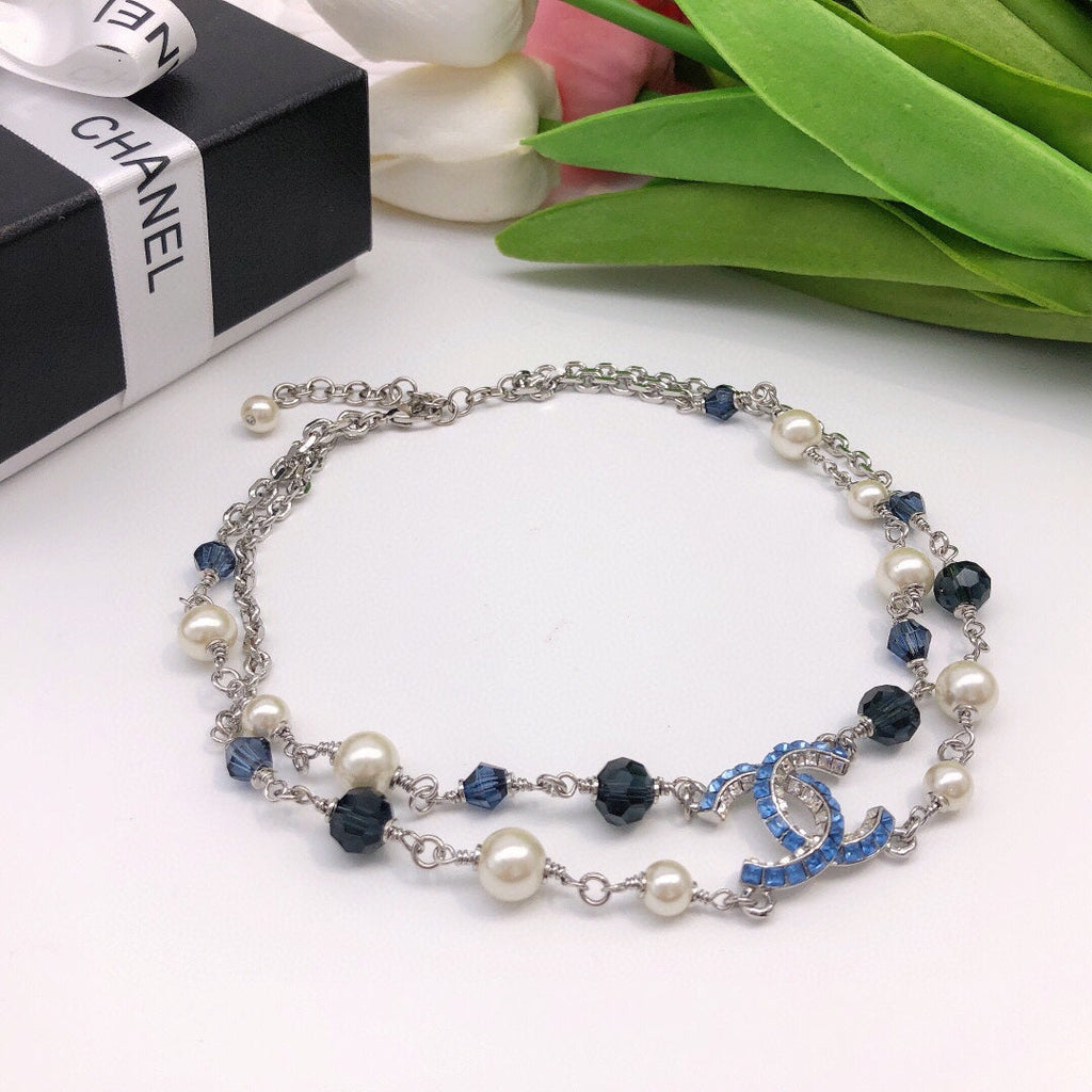 18K  Chanel Blue Resin Necklace